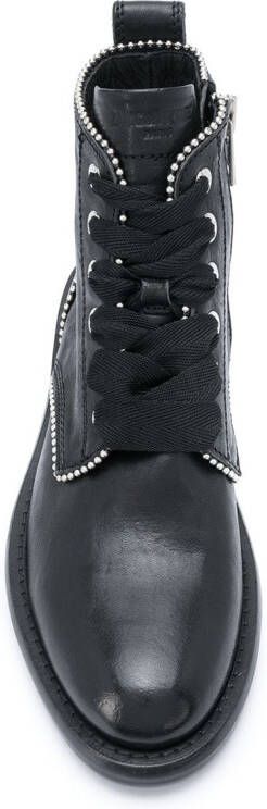 Zadig&Voltaire studded lace-up leather boots Black