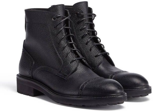 Zegna Arezzo leather ankle boots Black