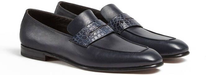 Zegna crocodile-embossed detail loafers Blue
