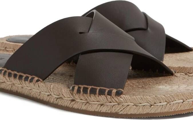 Zegna crossover leather espadrille sandals Brown