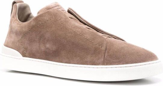 Zegna Triple Stitch slip-on sneakers Brown