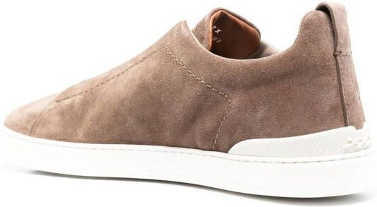 Zegna Triple Stitch slip-on sneakers Brown