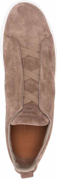 Zegna Triple Stitch slip-on sneakers Brown