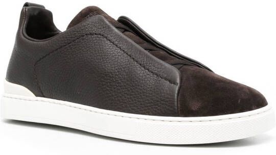 Zegna elasticated slip-on sneakers Brown