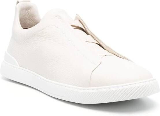 Zegna grained-leather low-top sneakers Neutrals