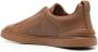 Zegna grained-leather low-top tonal sneakers Brown - Thumbnail 3