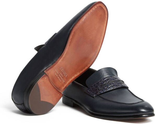 Zegna L'Asola leather loafers Blue