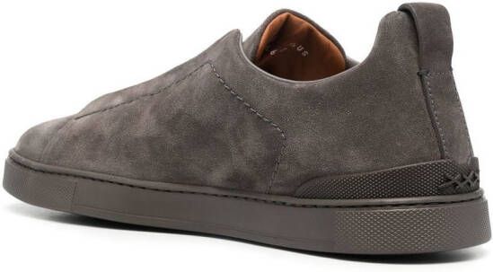 Zegna lo-top suede sneakers Grey