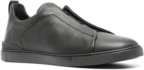 Zegna panelled leather slip-on sneakers Black