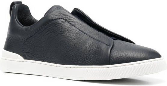 Zegna slip-on leather sneakers Blue