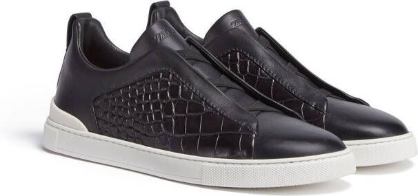 Zegna Triple Stitch™ alligator sneakers Black