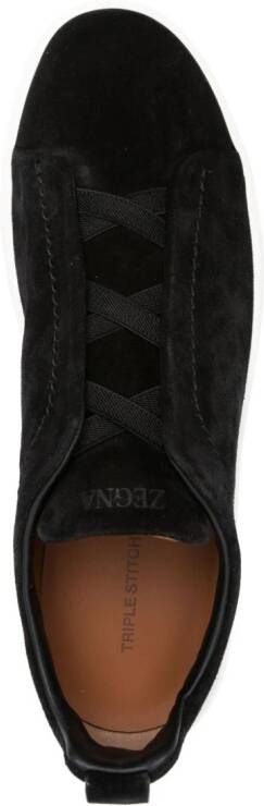Zegna Triple Stitch leather sneakers Black