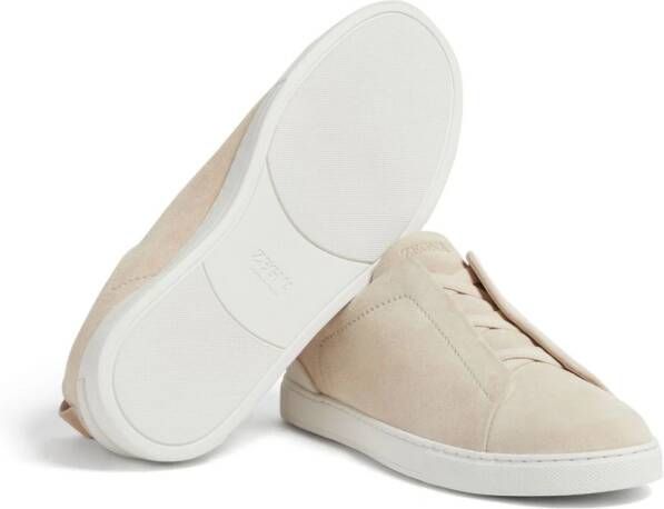 Zegna Triple Stitch leather sneakers Neutrals