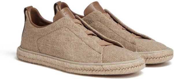 Zegna Triple Stitch linen espadrilles Brown