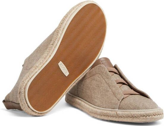 Zegna Triple Stitch linen espadrilles Brown