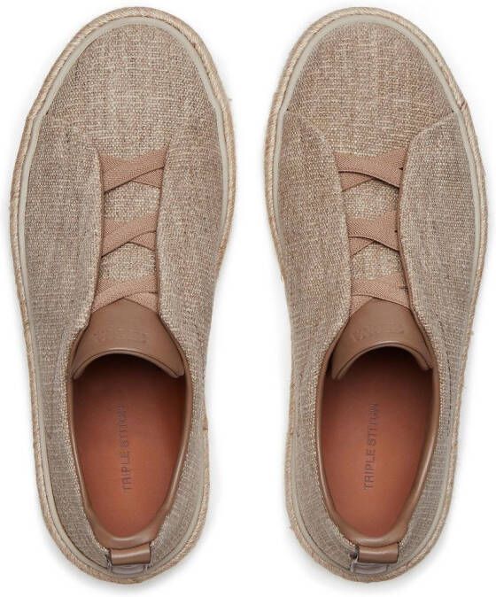 Zegna Triple Stitch linen espadrilles Brown