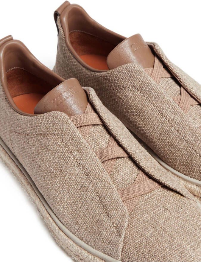 Zegna Triple Stitch linen espadrilles Brown