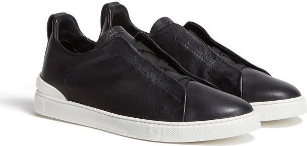 Zegna SECONDSKIN Triple Stitch leather sneakers Black