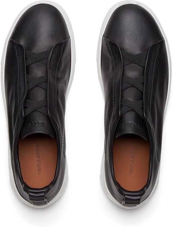 Zegna SECONDSKIN Triple Stitch leather sneakers Black