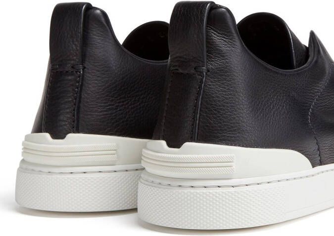Zegna SECONDSKIN Triple Stitch leather sneakers Black