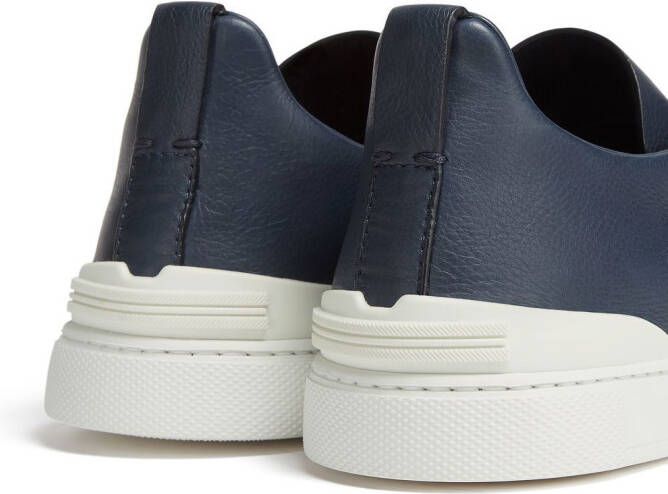 Zegna SECONDSKIN Triple Stitch leather sneakers Blue