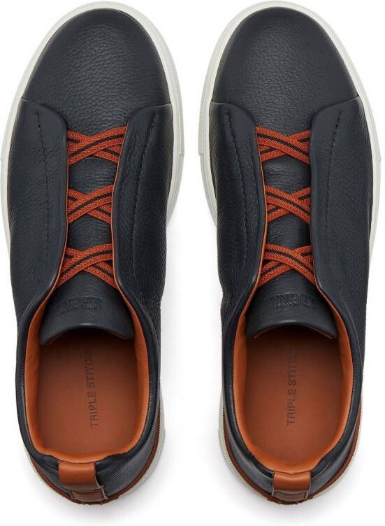 Zegna triple-stitch low-top sneakers Blue