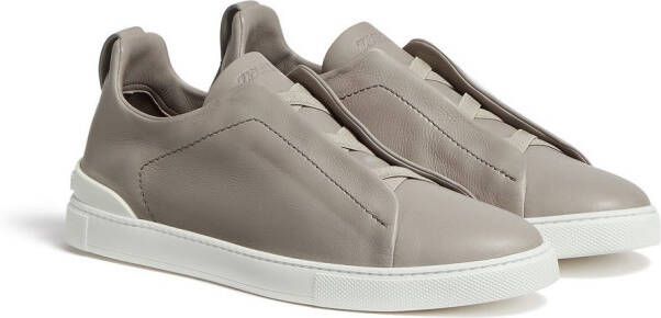 Zegna SECONDSKIN Triple Stitch leather sneakers Grey