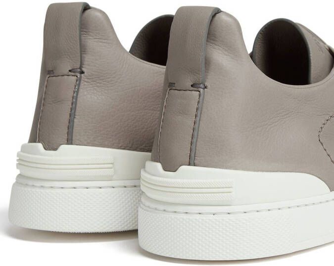 Zegna SECONDSKIN Triple Stitch leather sneakers Grey