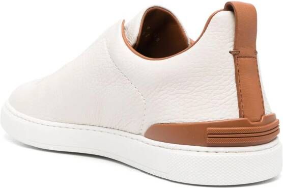 Zegna Triple Stitch pebbled leather sneakers Neutrals