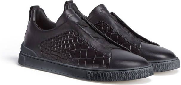 Zegna Triple Stitch leather sneakers Blue