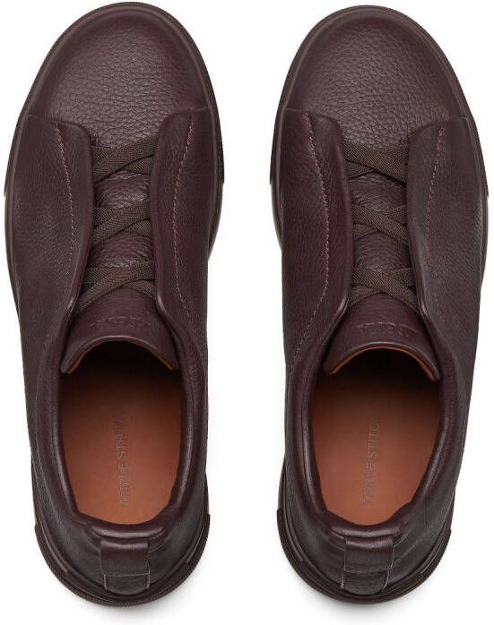 Zegna Triple Stitch leather sneakers Brown