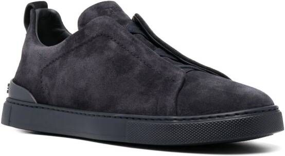 Zegna Triple Stitch suede low-top sneakers Blue