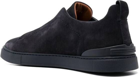 Zegna Triple Stitch suede low-top sneakers Blue