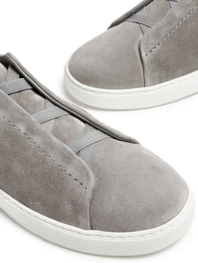 Zegna Triple Stitch suede sneakers Grey
