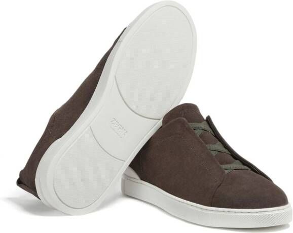 Zegna Triple Stitch suede trainers Brown