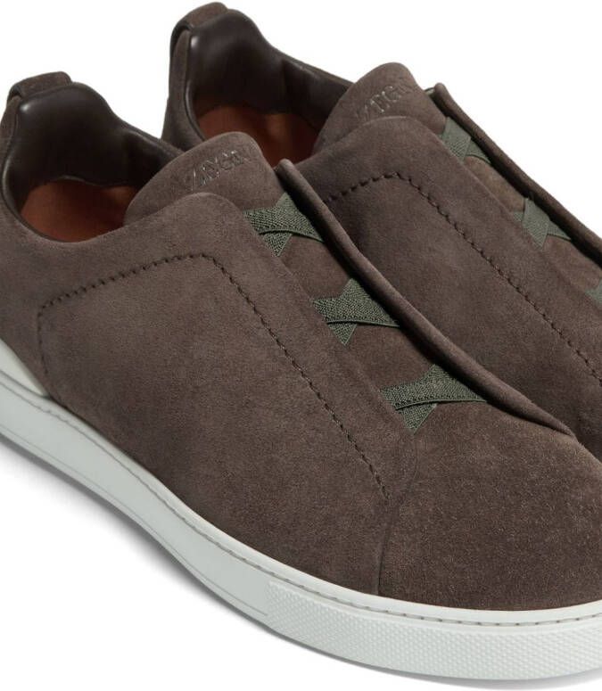Zegna Triple Stitch suede trainers Brown