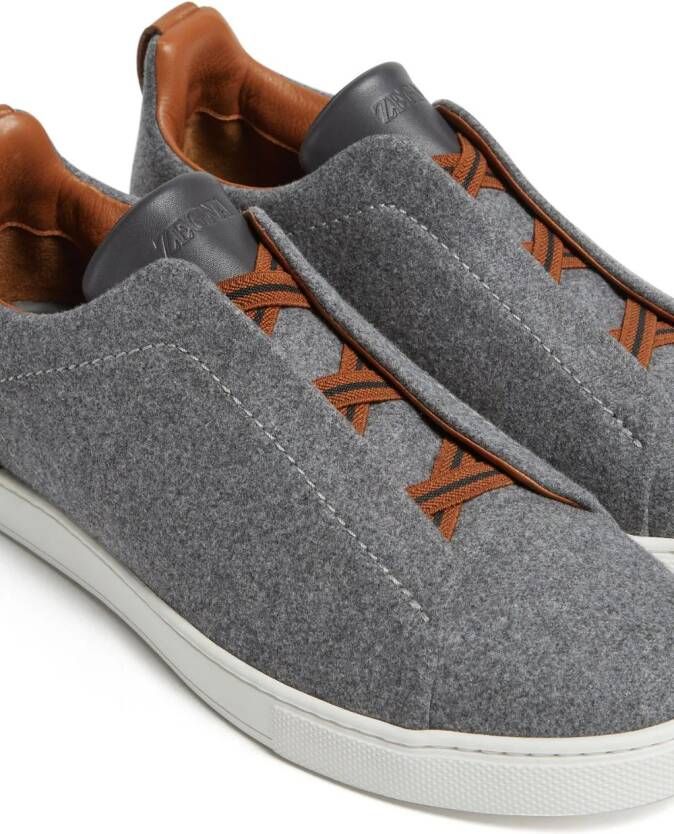 Zegna Triple Stitch slip-on sneakers Grey