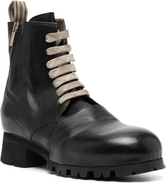 Ziggy Chen contrast-laces leather boots Black