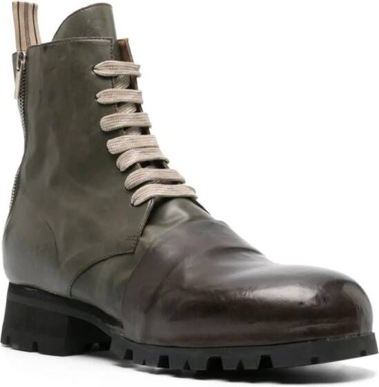 Ziggy Chen polished-finish leather boots Green