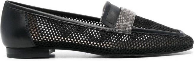 Fabiana Filippi 10mm mesh square-toe loafers Black