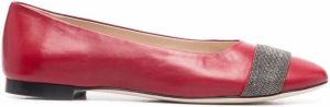 Fabiana Filippi bead-strap ballerina shoes Red