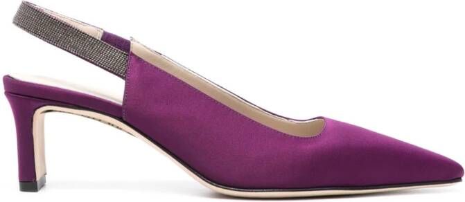 Fabiana Filippi crystal-embellished suede pumps Purple