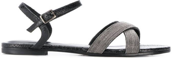 Fabiana Filippi embellished snake-effect sandals Black