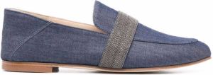 Fabiana Filippi leather-strap denim loafers Blue