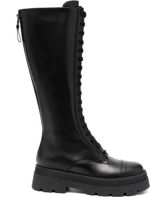 Fabiana Filippi round-toe lace-up leather boots Black
