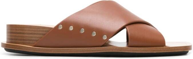 Fabiana Filippi stud-detailed leather slides Brown