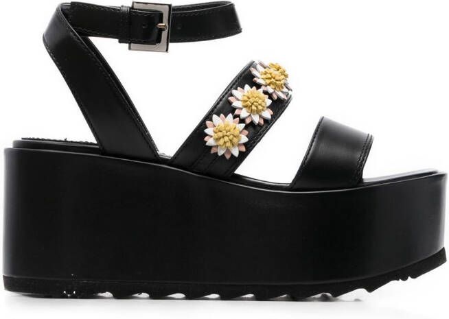 Fabrizio Viti flower-applique detail 80mm sandals Black