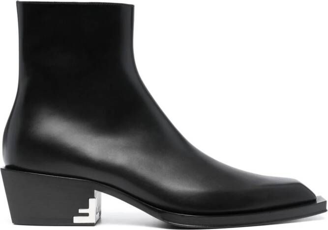 FENDI Cuban-heel leather ankle boots Black