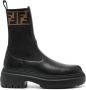 FENDI Domino leather ankle boots Black - Thumbnail 1