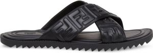 Fendi embossed FF motif flat sandals Black